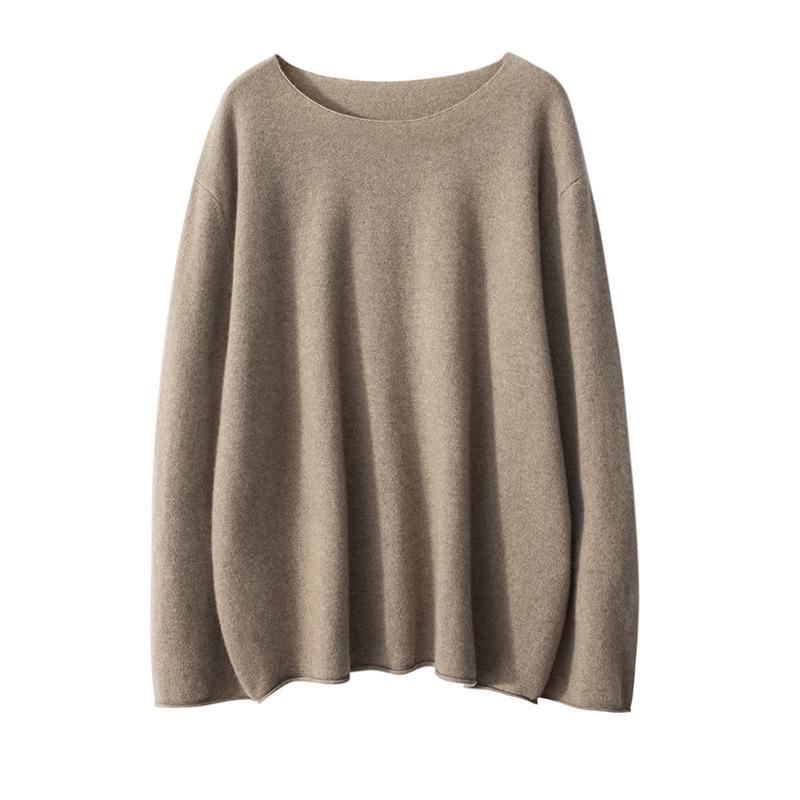 Women's 100% Pure Cashmere One-Shoulder Long Sleeve Sweater - Soft, Loose-Fit Knitwear for Autumn/Winter.