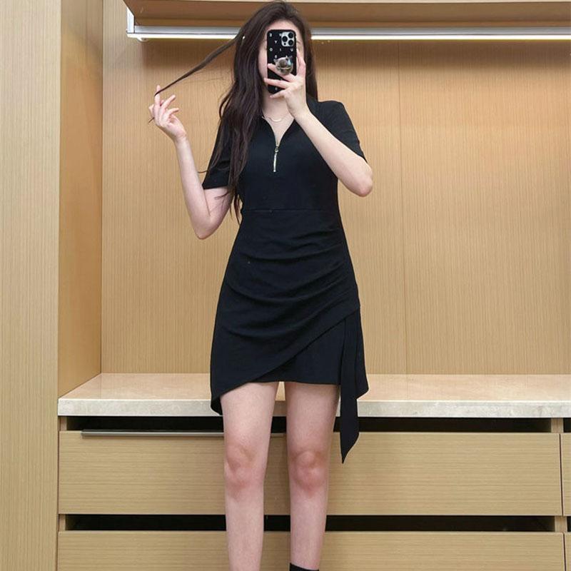 Large POLO Neck Women's Dress Spicy Girls Dress Slim Irregular Knit Skirt