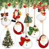 8/16/24PCS New Wooden Christmas Wooden Pendant Retro DIY Xmas Ornaments Xmas Tree Decoration Merry Christmas Party