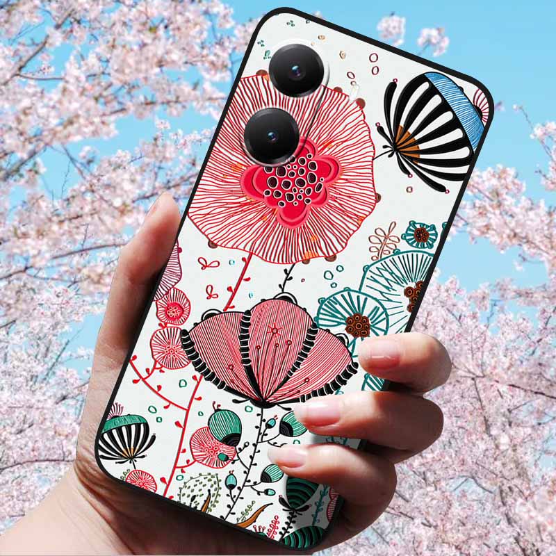 For Xiaomi Poco X7 Pro 3D Relief Flower Emboss Soft Silicone Case Cartoon Painted Back Cover for Poco X7 Pro with 3D Relief Case