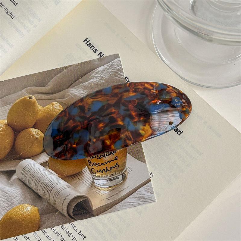 Essigsäure-Haarspange, Federspange für Mädchen, große Haarnadel, Kopfbedeckung, glänzende elliptische Bogen-Haarnadel, Haar-Accessoires