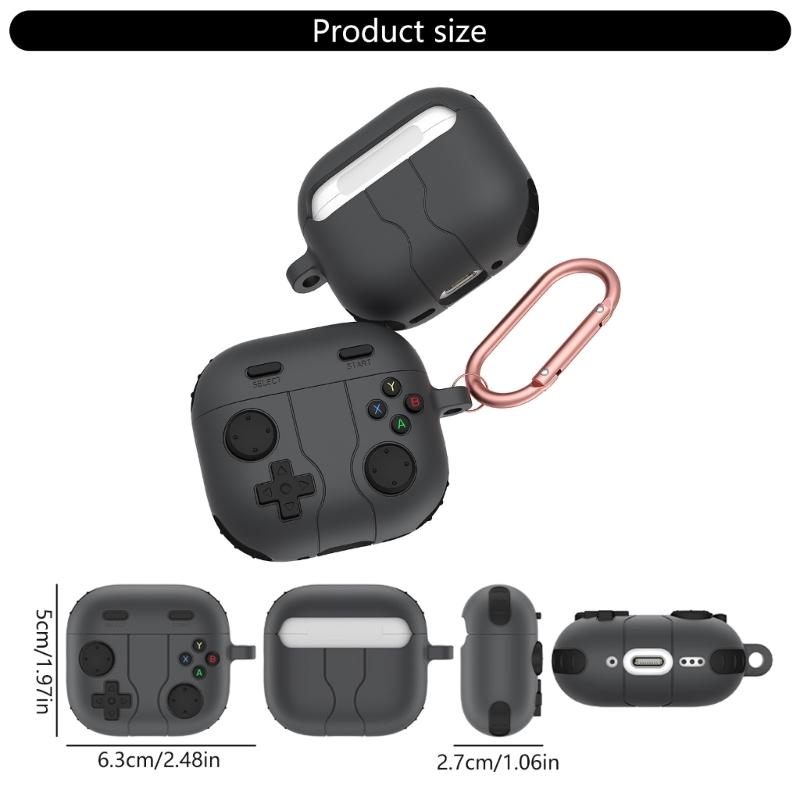Customs Fit Protective Silicone Case For  Earbud Case With Gaming Consoles Design And Carabiner Clip