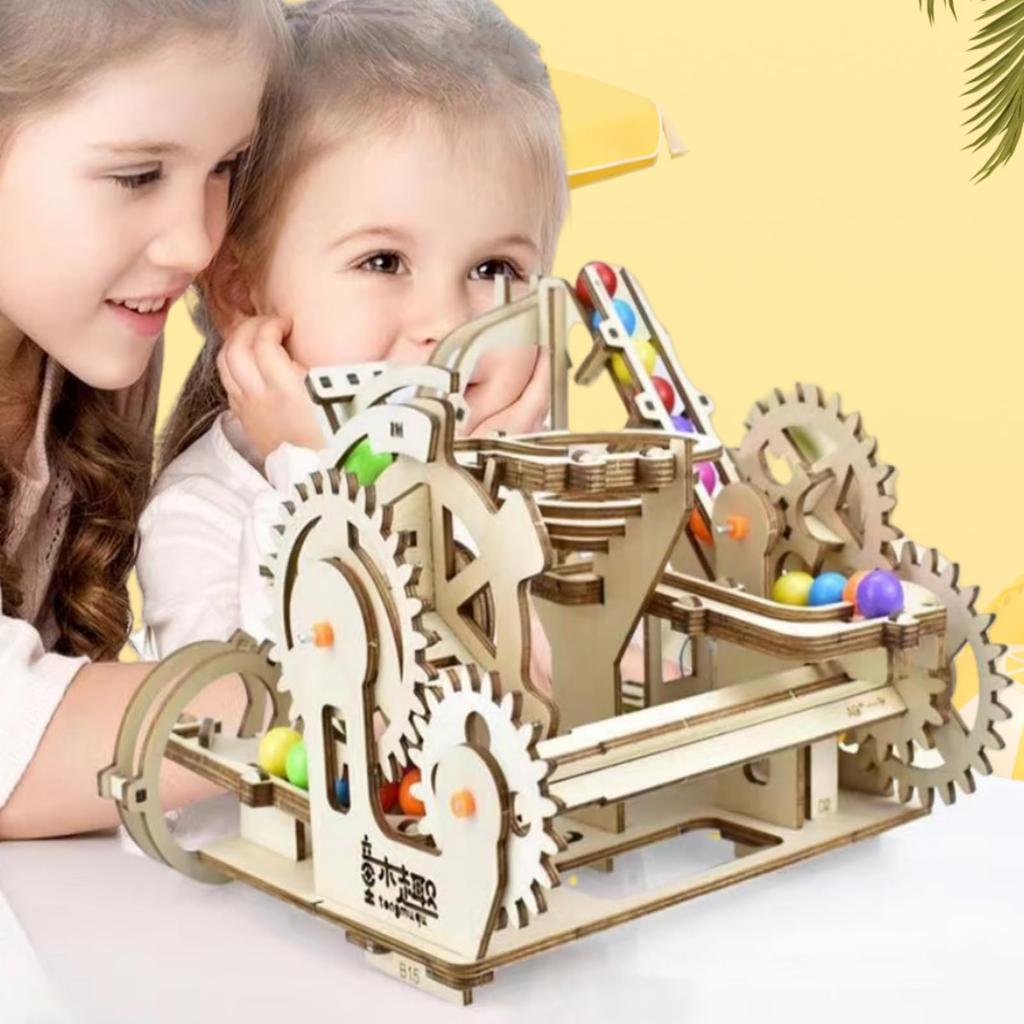 AIJUYE 3D Puzzle, Wooden Puzzle Toy, Wooden Puzzle, Electric Gear, Laser Assembly Kit, Educational Toy for Children and Adults, Assembly Machine