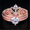 Luxury Iced Out Crown Princess Rings For Women Elegant Cubic Zirconia Stacking Engagement Wedding Ring Set Finger Jewelry R349