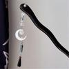 Hanfu Tassel Hairpins For Updos Chinese Hair Sticks  Wood With Tassel Vintage Hanfu Chinese Ancient Drama Hair Stick  Silver