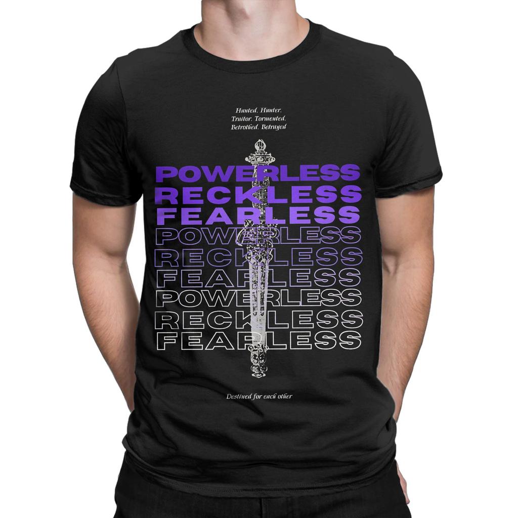 Unique Powerless Reckless Fearless  TShirts for Men Crew Neck 100 Cotton T Shirt Kai Azer Short Sleeve Tees Plus Size Tops