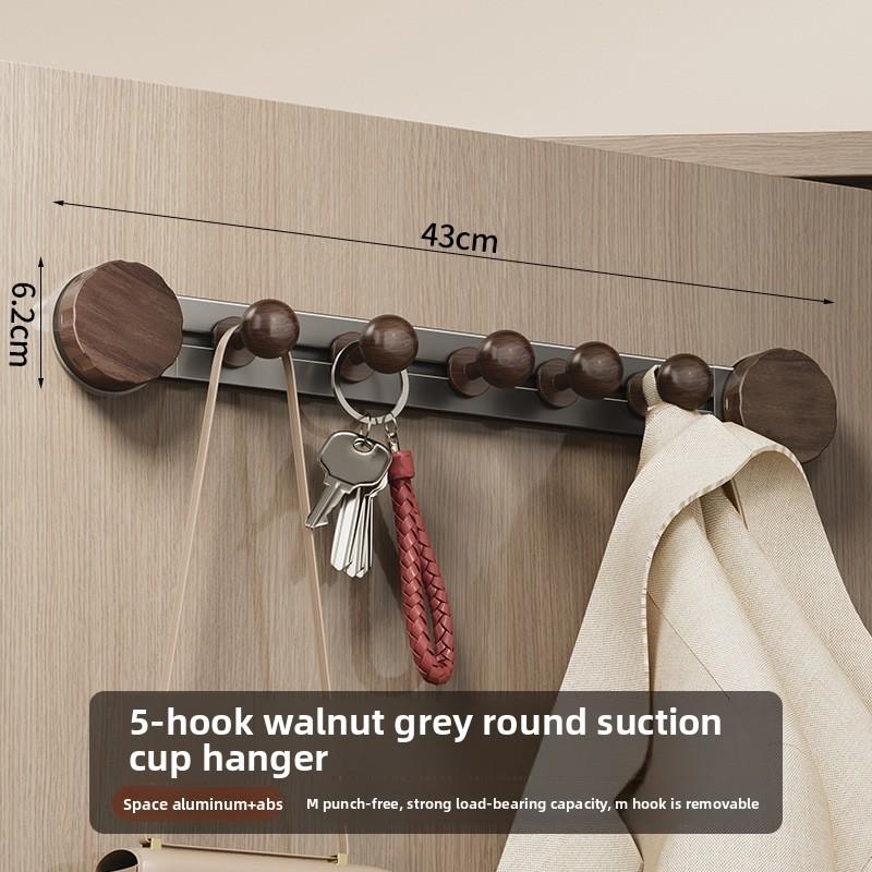 Walnut Grain Suction Cup Wall Hook Organizer For Home Storage