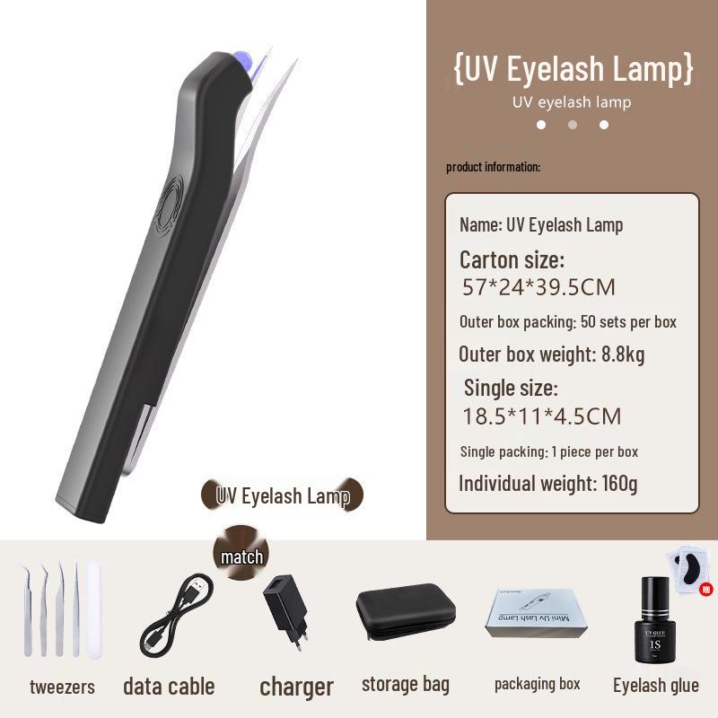 Mini ręczna lampa UV do utwardzania kleju do rzęs z pęsetą