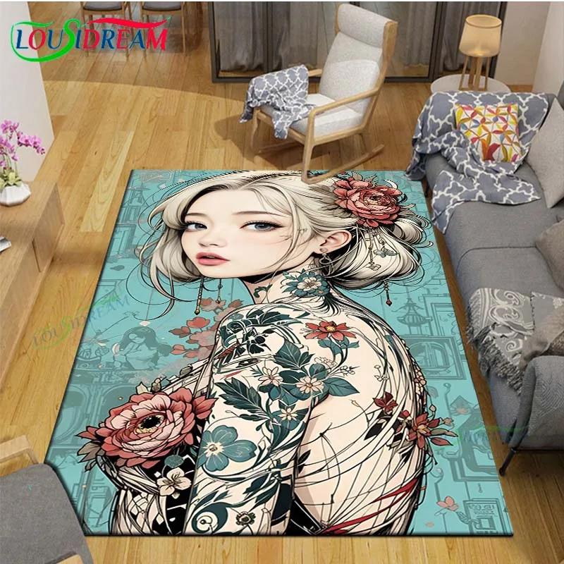 Fashion Sexy Anime Girl Carpet Room Decor Floor Mats Bedroom Yoga Mat Photography Props Area Rug Kids Bedroom Aldult Gift