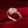 Elegant Pink Zircon Love Heart Engagement Rings for Women Vintage Wedding Band Jewelry Mother's Day Gift