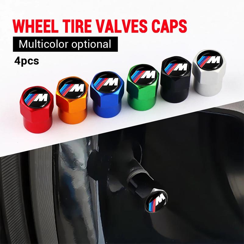 4Pcs/Set Car Wheel Tire Valve Caps Metal Stem Cover For Bmw M3 M4 M5 M6 F20 F30 G20 F34 F10 G30 F11 X3 F25 X4 I3 1 3 5 Series