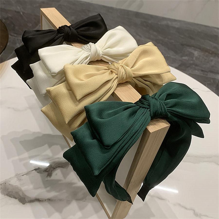 New Fashion Retro Women Headband Wide Side Big Bowknot Hairband Classic Casual Turban Girls Headwear Hair Accessories