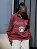 Trendy American Retro Design Lapel Zipper Hoodie for Women