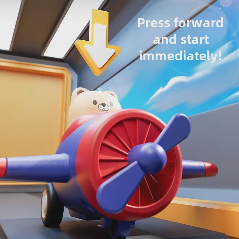 Inertia Pull-Back Airplane Push Toy for Boys and Girls Ages 0-2
