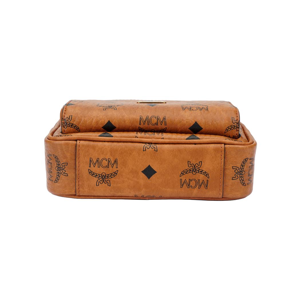 MCM Klassik Visetos Monogram Camera Bag Coated Canvas Crossbody Shoulder Bag Mini Women bags Brown Cognac MMRASKC08CO001