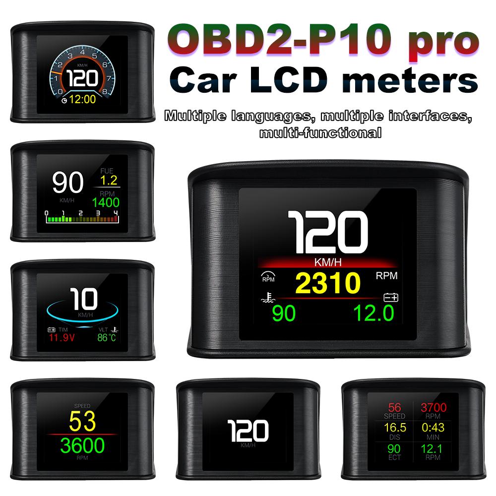 HD P10 P13 OBD2 GPS HUD Car Head Up Display Digital Speedometer Auto On-board Computer With Speed RPM Temperature Voltage Alarm