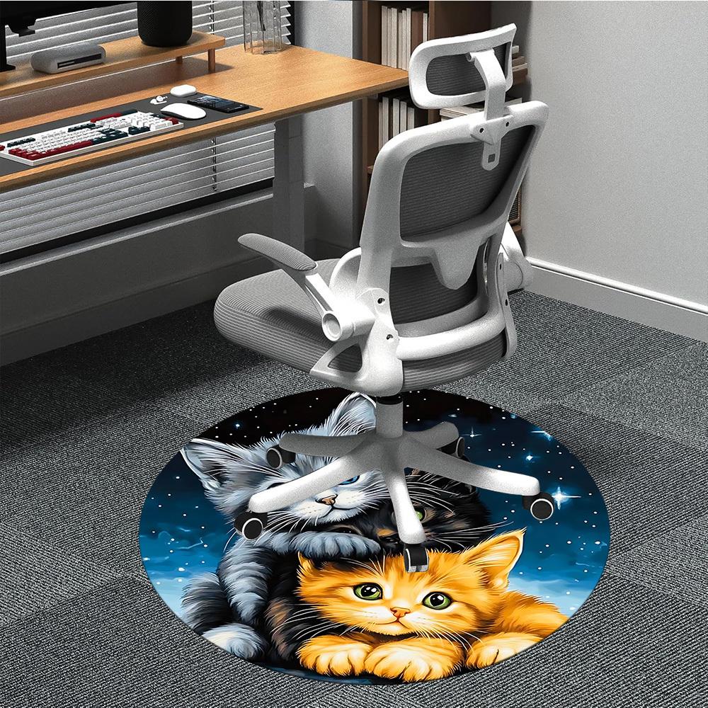 

1pc Kitten Night Sky Chair Carpet for Office, Non-slip, Soft and Durable Office Rug, Perfect for Office yy251227152 80cm by 80cm
