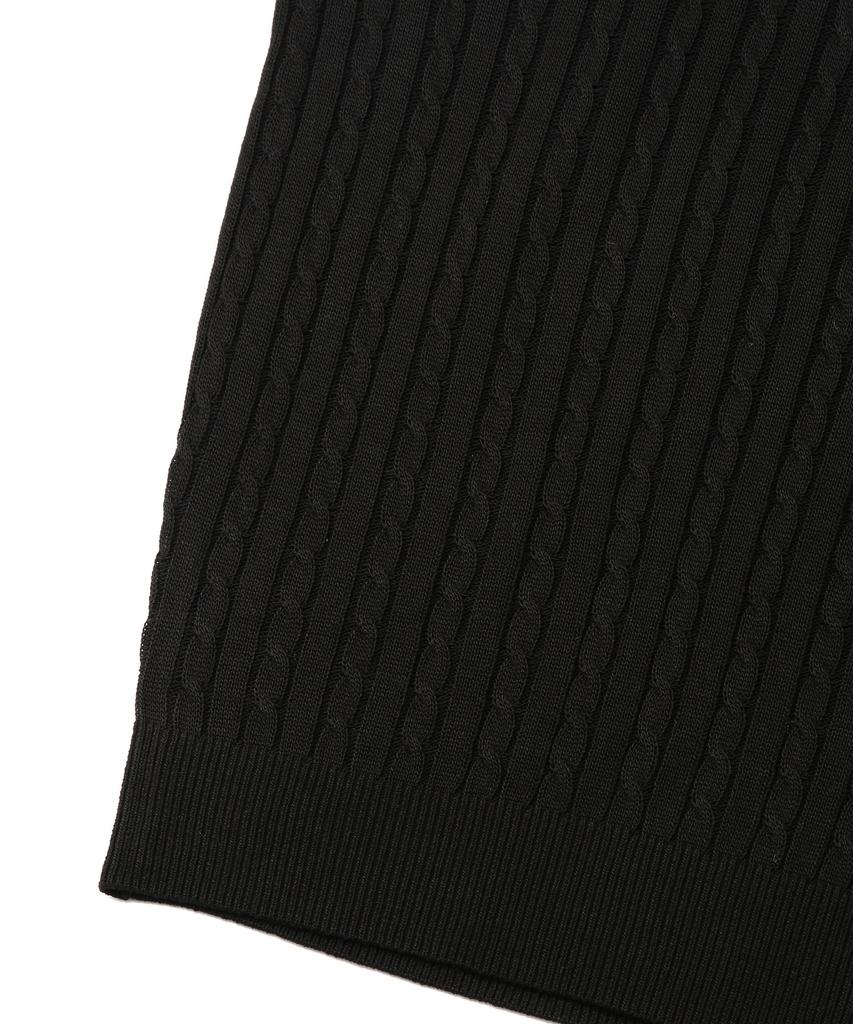 IL CORSO Essential Cable Collar Short Sleeve Knit Black Iesw5E502Bk