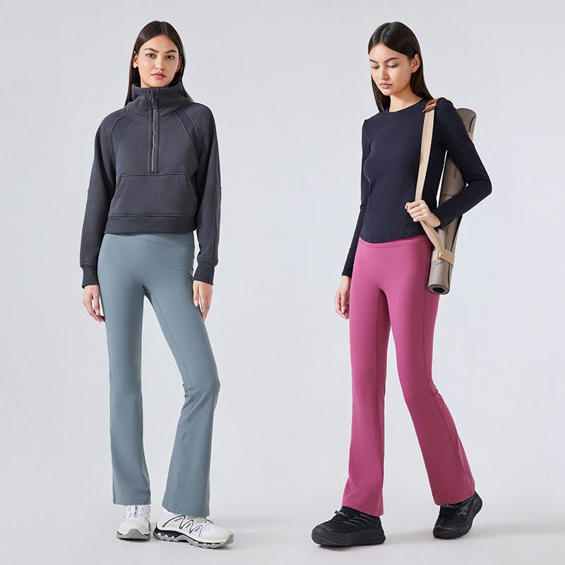 Fleece Micro-flared Pants High Waist Elastic Hip Lift Sports Fitness Pants Autumn and Winter New Nude Yoga Pants Women