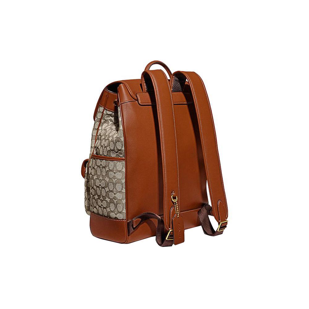 New COACH Frankie Fabric With Cow Leather Drawstring Bag Backpack Tubas Men's Gray & Brown CE476-COC