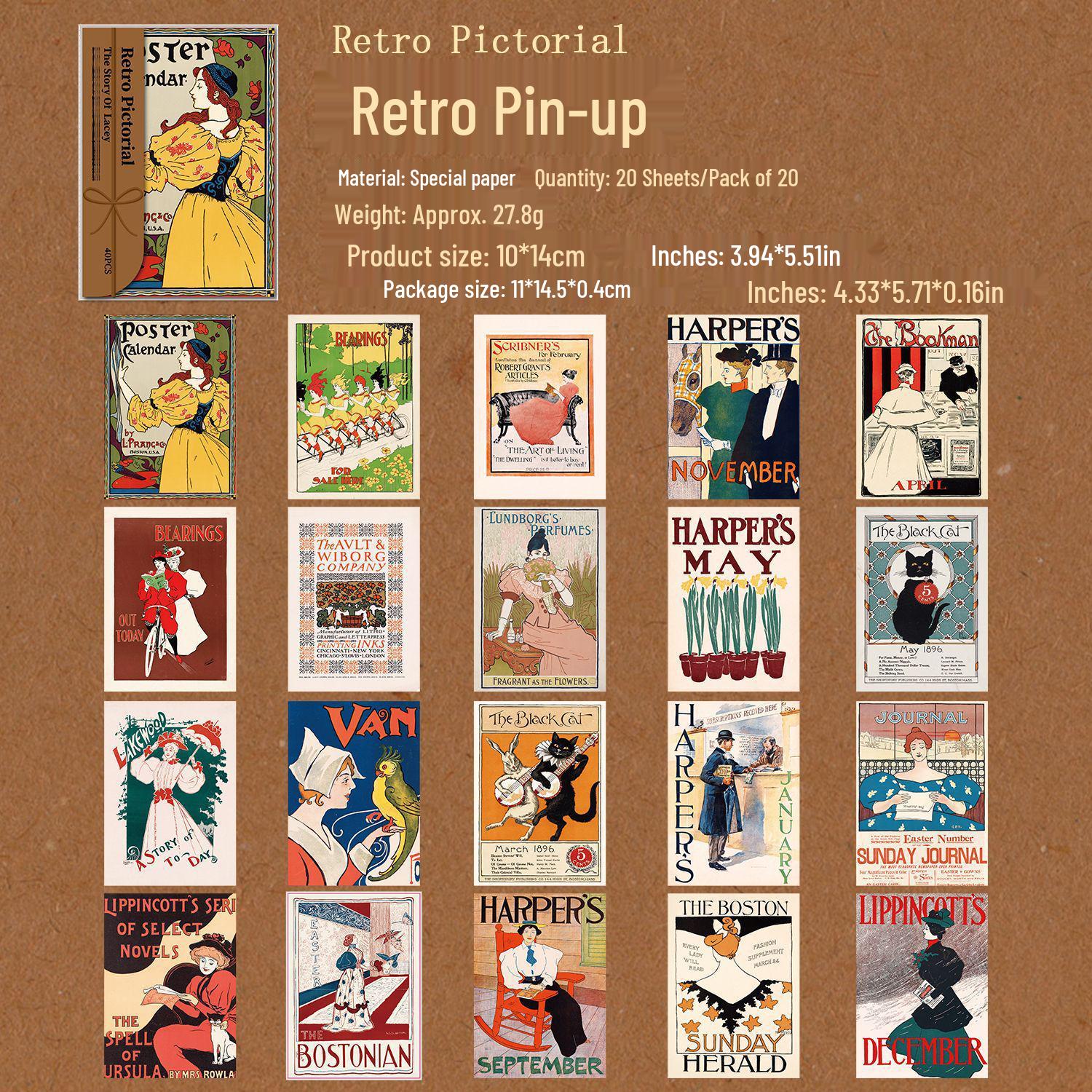Лес Гугу: Наклейки-коллажи серии Laixi Retro - 20 листов, 4 отрывных дизайна