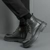 FashionBrand Leather Fashion Motorcycle Boots Men Lace-Up Male Ankle Boots Men's Casual High Top Shoes New All-match Men Walking Shoes