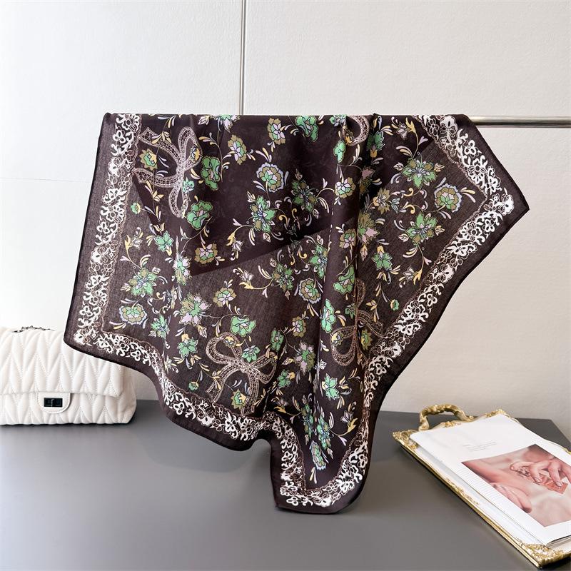 Leopard Print Spring- 70% Faux Silk Premium Square Scarf Thin Shawl Versatile Neckerchief Hair Bandana for Women