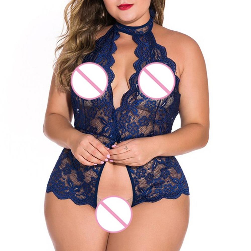 QQs 5XL Lace Sexy Underwear Large V-neck Hot Breathable Summer Translucent Elegant Underwear