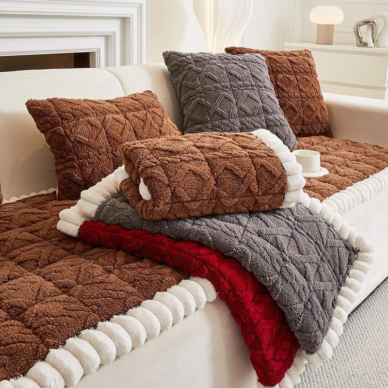 Thickened Steamed Bread Cushion, Simple Non-Slip Sofa Cushion, Plush Straight Row Seat Cushion In Autumn And Winter, New  Seat Cushion