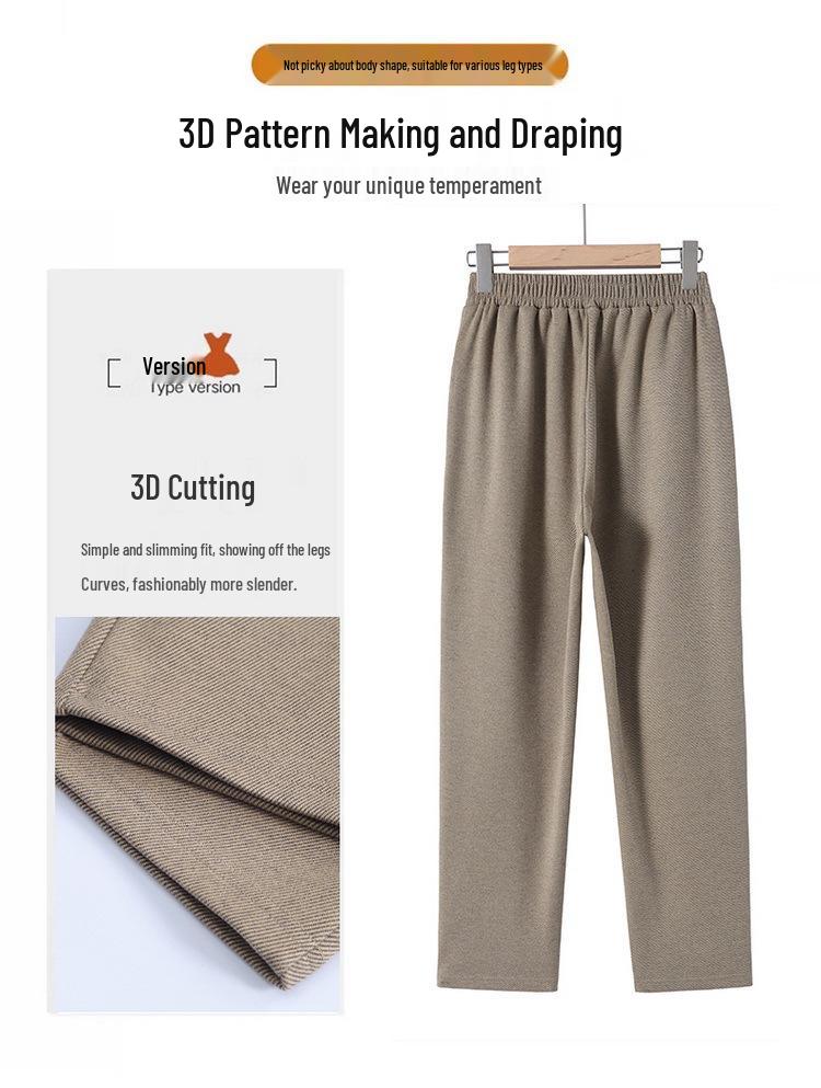 Women's Elastic High-Waisted Velvet-Lined Trousers – Ideal for Middle-Aged and Elderly, Autumn/Winter