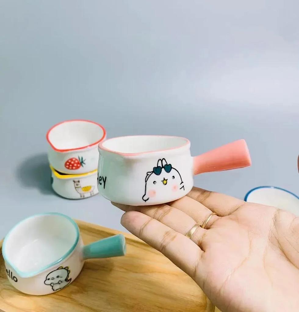 50ml Mini Ceramic Pot Milk Cup Creamer Jug Seasoning Dish Coffee Pitcher Vinegar Sushi Sauce Cup with Handle Kitchen Tableware