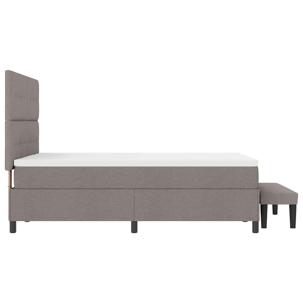 Upholstered Box Spring Bed with Adjustable Headboard Taupe 140 x 190 cm