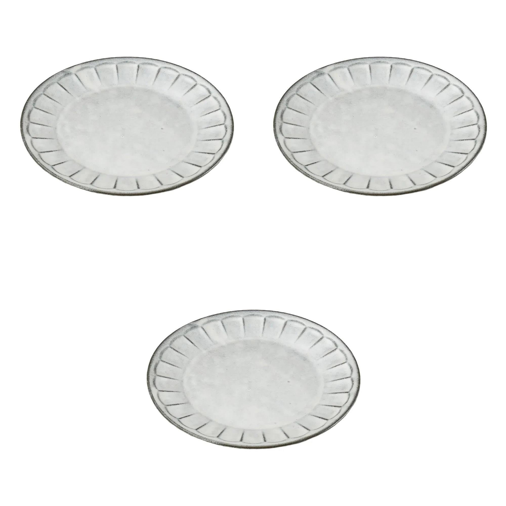 

Set of 3 Black Ceramic Shaved 23 Round Plates x Round Plate Setomonohonpo [23 1.8 cm] (Medium)