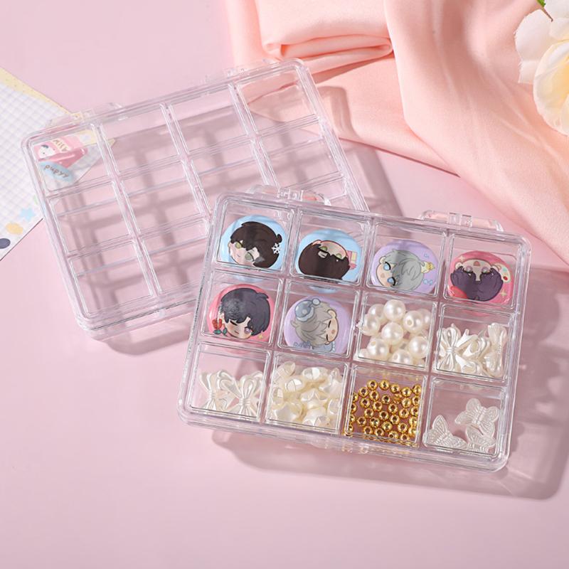 12 przegródek Pudełko do przechowywania narzędzi do paznokci, dekoracji, biżuterii, kart anime, pojemnik, organizer do makijażu, dyspenser, wielofunkcyjne, do sztuki DIY