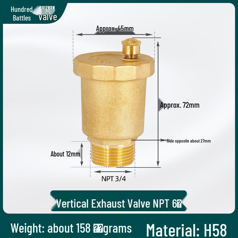 Copper Auto Air Vent Radiator Bleed Valve for Central Heating and Floor Heating Manifold (DN25).