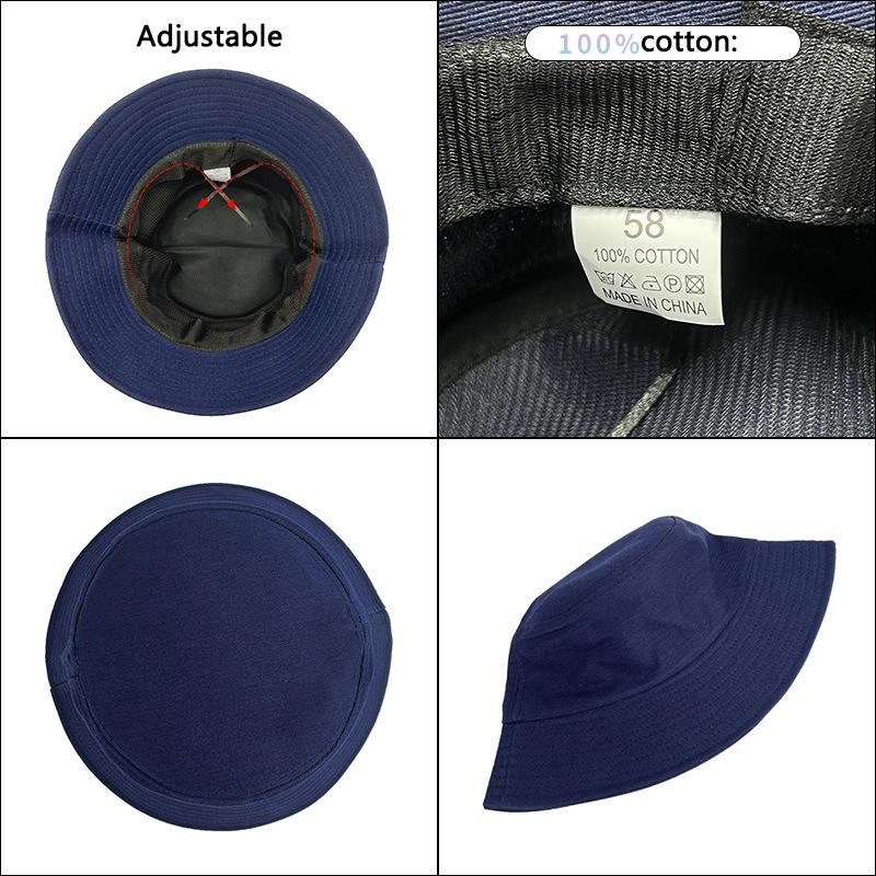 Unisex Cotton Bucket Hats Summer Foldable Sunscreen Panama Hat Solid Color Hip Hop Wide Brim Beach UV Protection Fisherman Hat