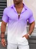 Men's Casual Gradient Printed Short - Sleeve Shirt, Made of Polyester (Polyester Fiber), Mixed Color, Multiple Specifications Available, Suitable for