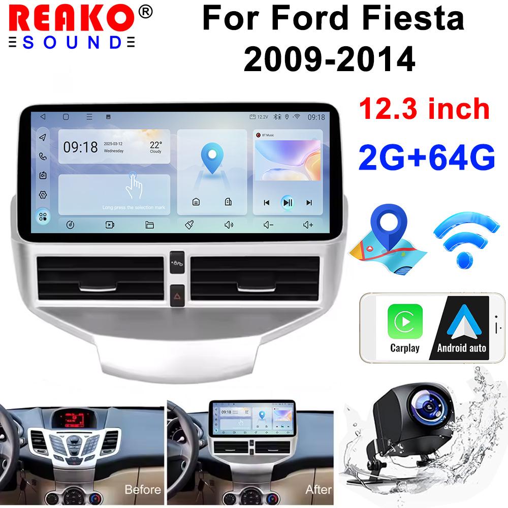 12.3 Inch Touch Screen Wireless Carplay for Ford Fiesta 2009-2014 GPS Navigation Bluetooth 4G