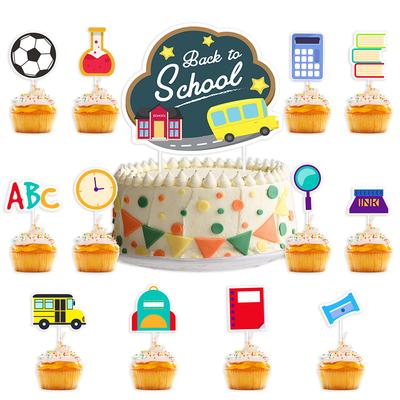 Školní sezóna Párty Dekorace Vkládací karta na dort Kreslená Školní třída Tabule Vkládací dekorace na dort Přizpůsobení