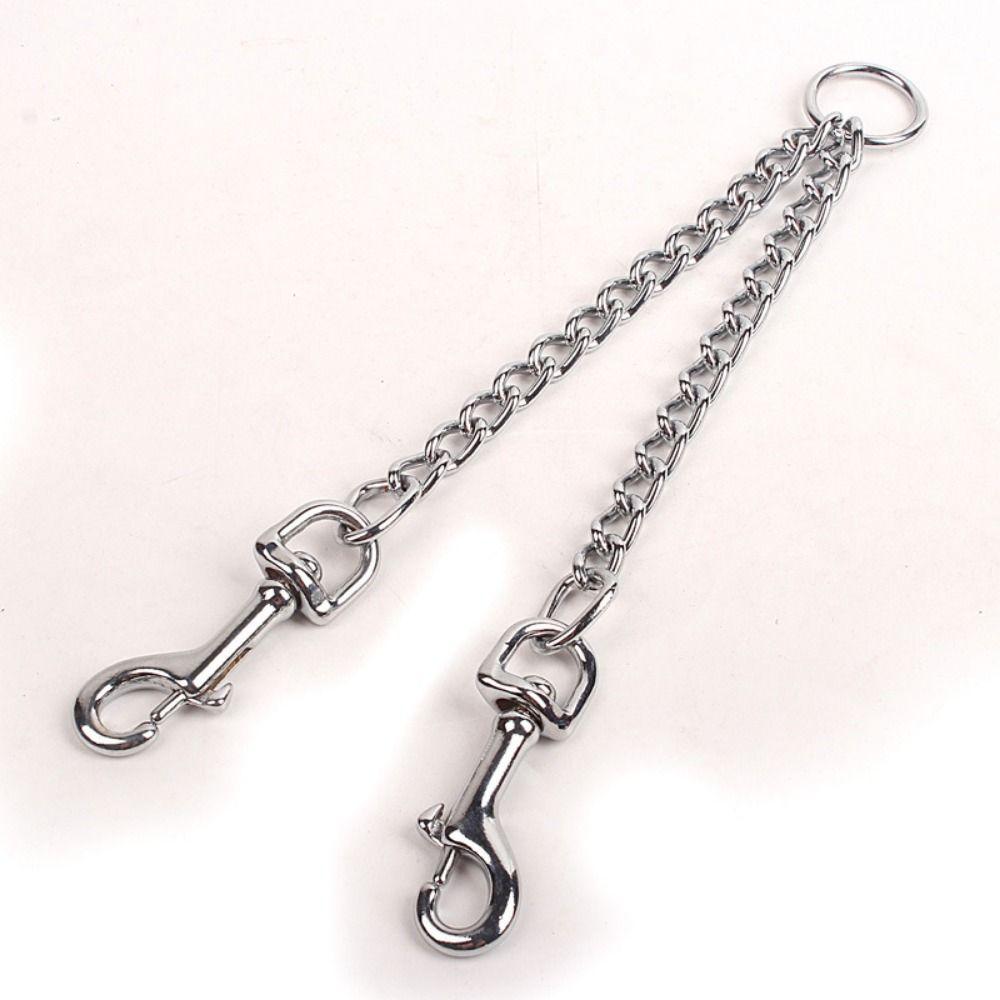 Stainless Steel 2 Way Dog Leash Wear Resistant Pet Training Lead Twin Lead for Two Dogs  Walking