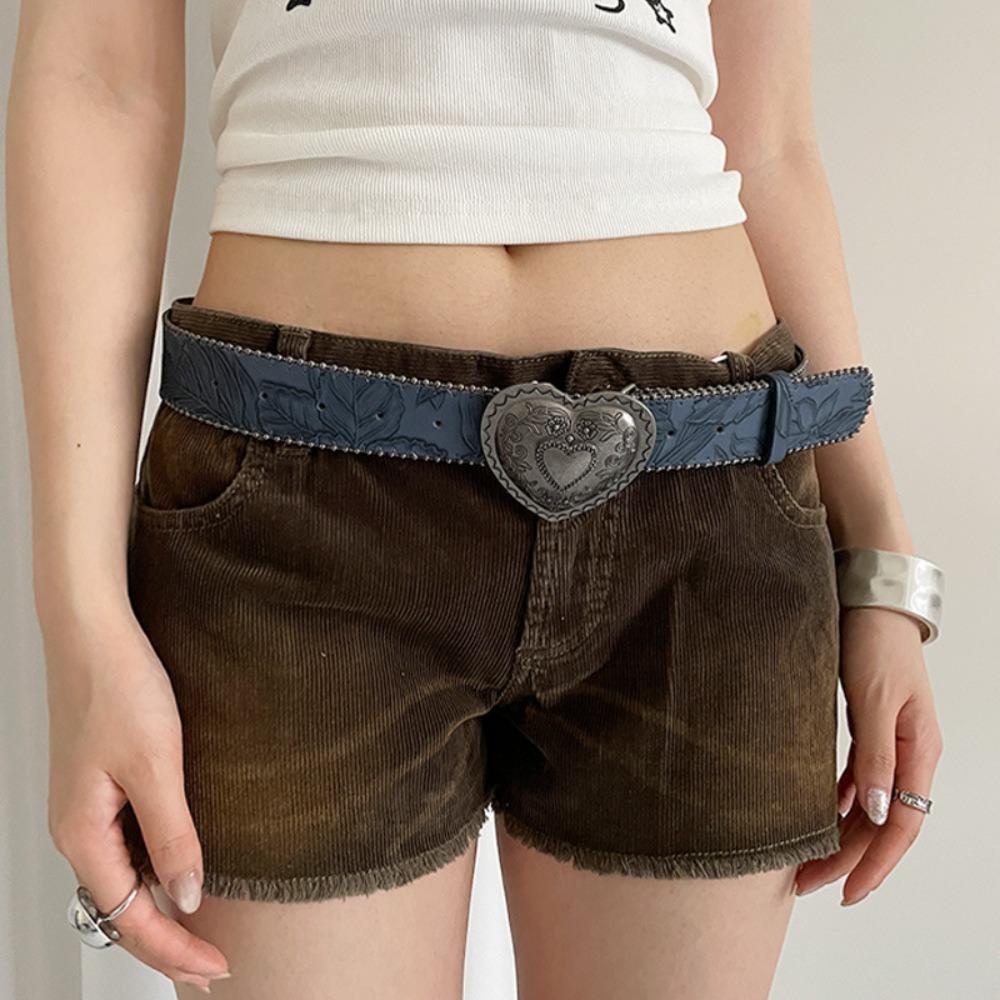 Retro Women's Belt Gothic Dress Jeans Belt Vintage Heart Waist Belt  Streetwear