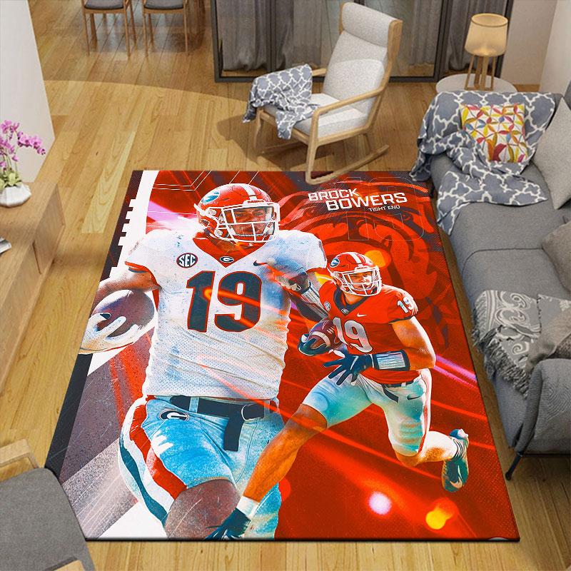 Brock Bowers Flannel Printed Carpet, Home Sofa Decoration for Living Room & Bedroom, Non‑Slip Play Flannel Floor Mat for Game Room