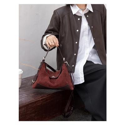 "Borsa Tote da Donna Retro in Camoscio - Autunno/Inverno 2025, Grande Capacità, Borsa a Spalla Stile Pigro"