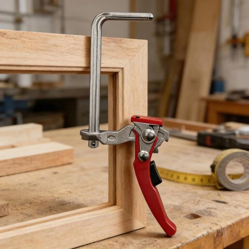 Heavy Duty Ratchet F Clamp Guide Rails Clamp For Woodworking With Quick Locking Mechanism And Antislip Jaw Pad