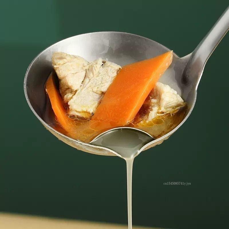 Stainless Steel Grease Trap Spoon Soup Colander Kitchen Gravy Oil Soup Fat Separator Yogurt Oil Skimmer Spoon Kitchen Gadgets