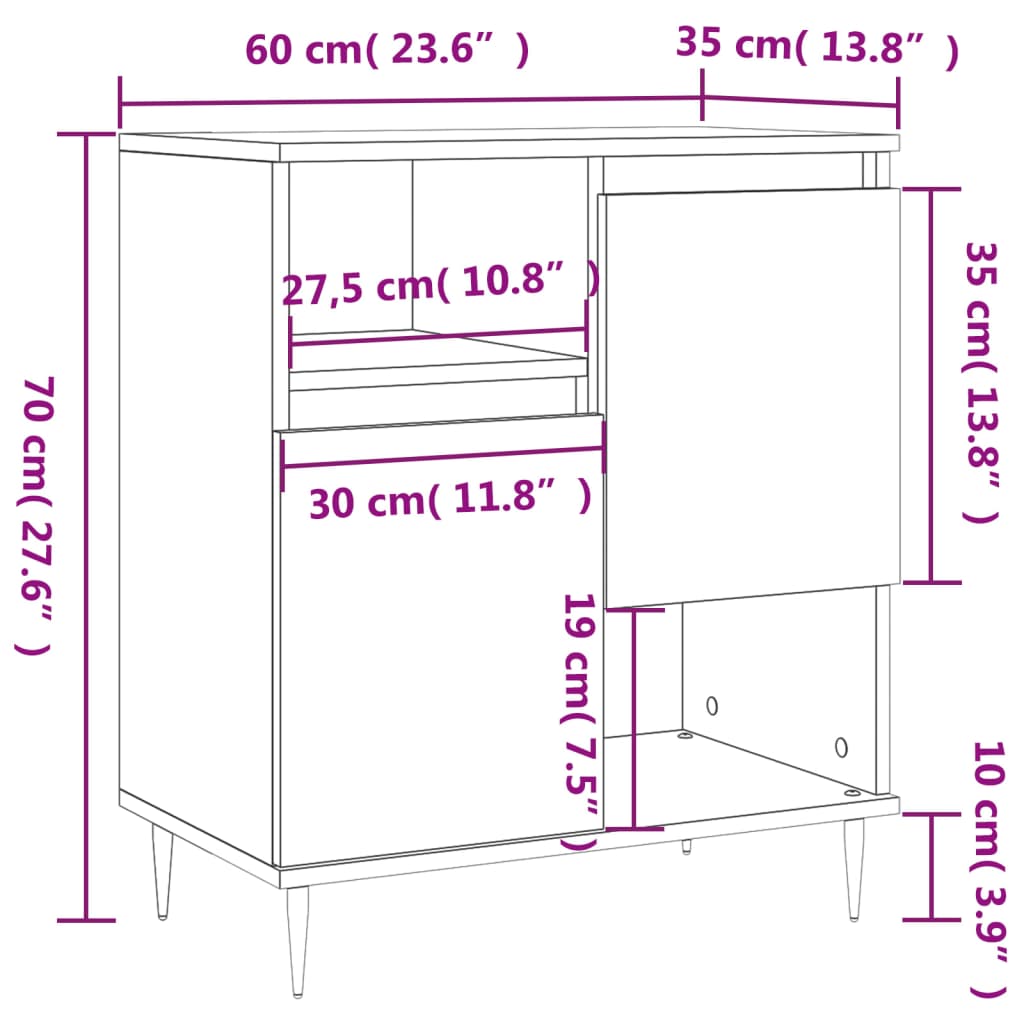 Sideboard Concrete Grey 60 x 35 x 70 cm Particleboard