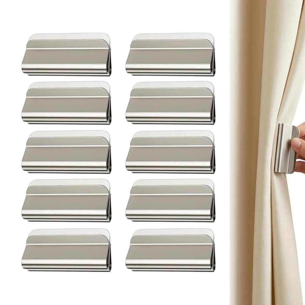 10 Paia di Clip Magnetiche per Tende, Fissaggi per Tende Senza Foratura, Design con Potente Tenuta Magnetica per Tende di Soggiorno/Camera da Letto/Patio