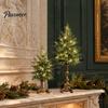 Reusable Holiday Table Decor Vintage Lighted Norfolk Pine Tree with Remote Control, Battery Operated Artificial Christmas Traditional Display