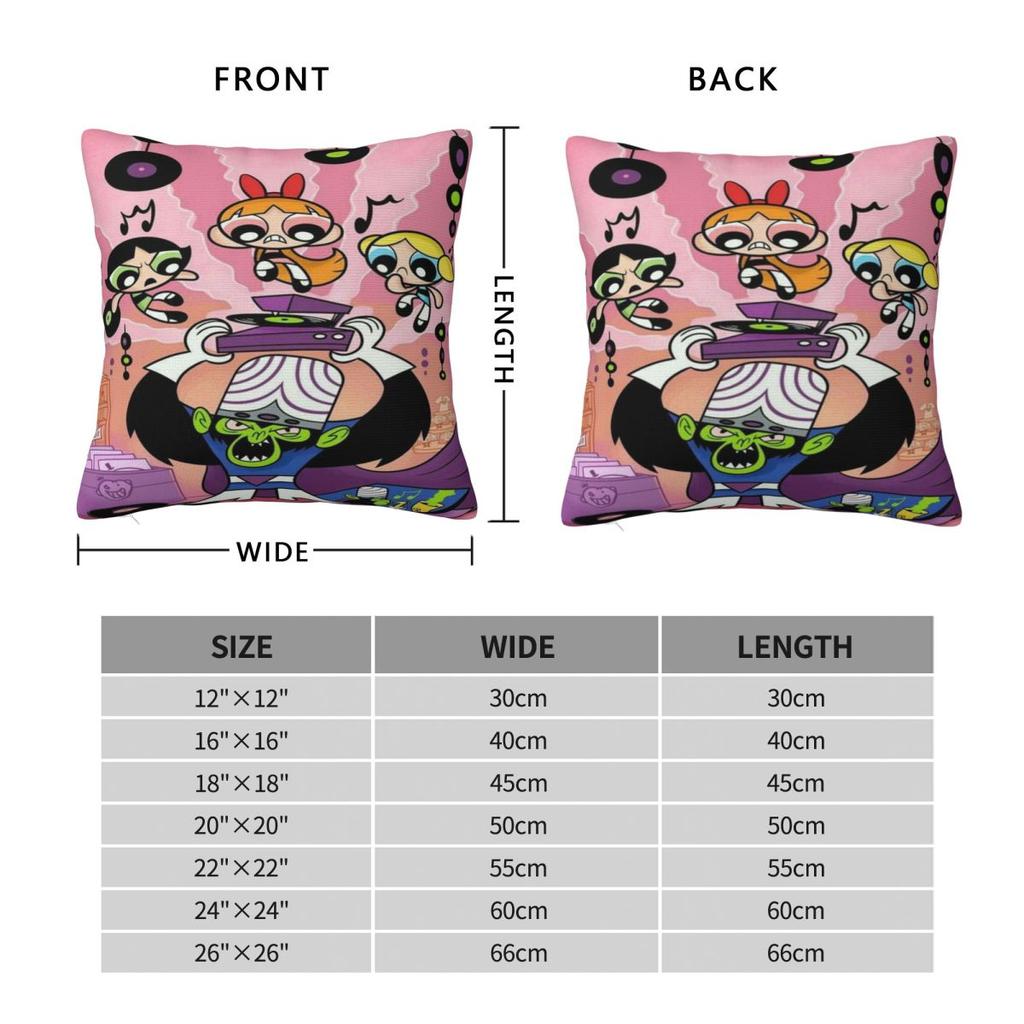 Powerpuff Cartoon Pillowcase Merch Printing Cushion Cover Throw Pillow Cover Living Room Decorations Square Multi Size