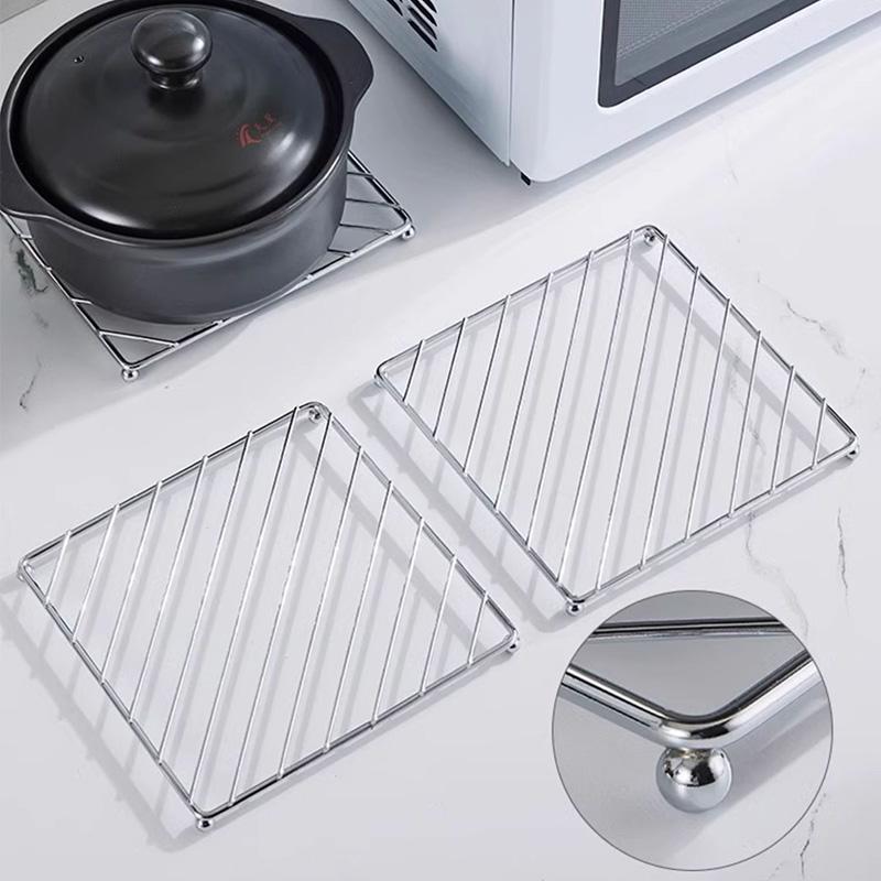 Square Metal Pot Mat Coasters Heat Insulation Pad for Bowl Dish Casserole Hot Pot Table Cookware Holder Placemat Kitchen Tools